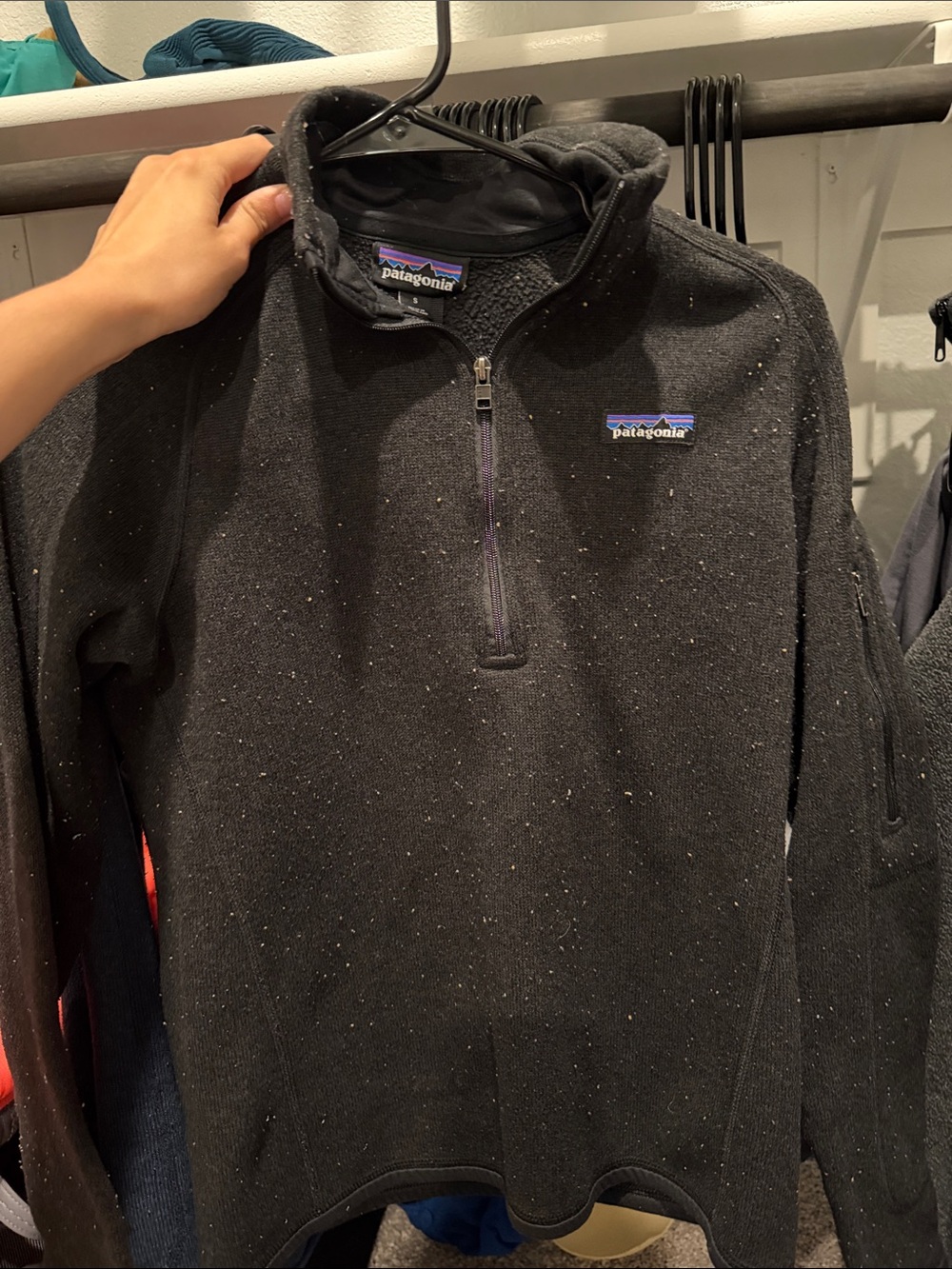 Patagonia Black Speckled Quarter-Zip Fleece Pullover